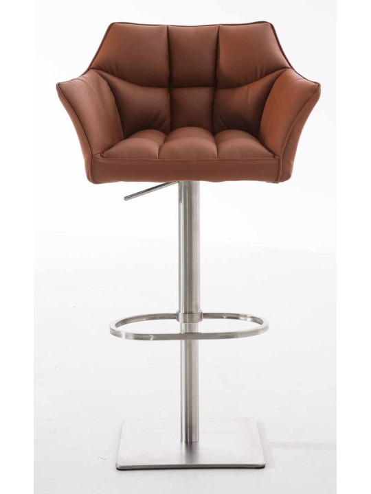 Lot de 2 tabourets de bar Damaso simili cuir acier inoxydable, brun clair Lot de 2 tabourets de bar Damaso simili cuir acier inoxydable, brun clair