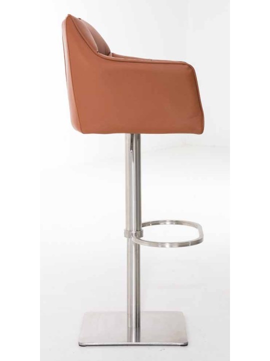 Lot de 2 tabourets de bar Damaso simili cuir acier inoxydable, brun clair Lot de 2 tabourets de bar Damaso simili cuir acier inoxydable, brun clair