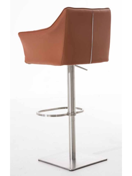 Lot de 2 tabourets de bar Damaso simili cuir acier inoxydable, brun clair Lot de 2 tabourets de bar Damaso simili cuir acier inoxydable, brun clair