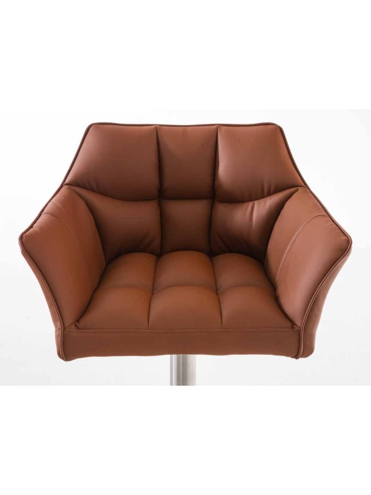 Lot de 2 tabourets de bar Damaso simili cuir acier inoxydable, brun clair Lot de 2 tabourets de bar Damaso simili cuir acier inoxydable, brun clair