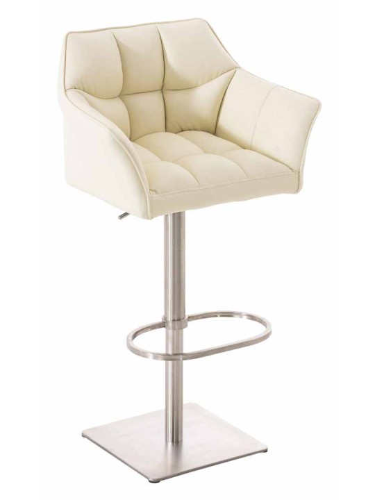 Lot de 2 tabourets de bar Damaso simili cuir acier inoxydable, crème Lot de 2 tabourets de bar Damaso simili cuir acier inoxydable, crème