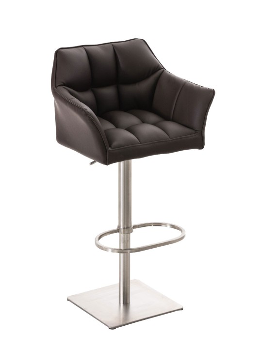 Lot de 2 tabourets de bar Damaso simili cuir acier inoxydable, brun Lot de 2 tabourets de bar Damaso simili cuir acier inoxydable, brun