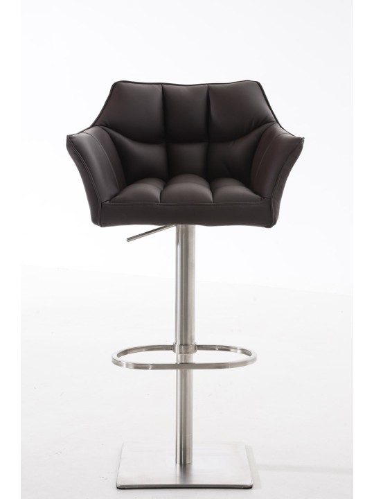 Lot de 2 tabourets de bar Damaso simili cuir acier inoxydable, brun Lot de 2 tabourets de bar Damaso simili cuir acier inoxydable, brun