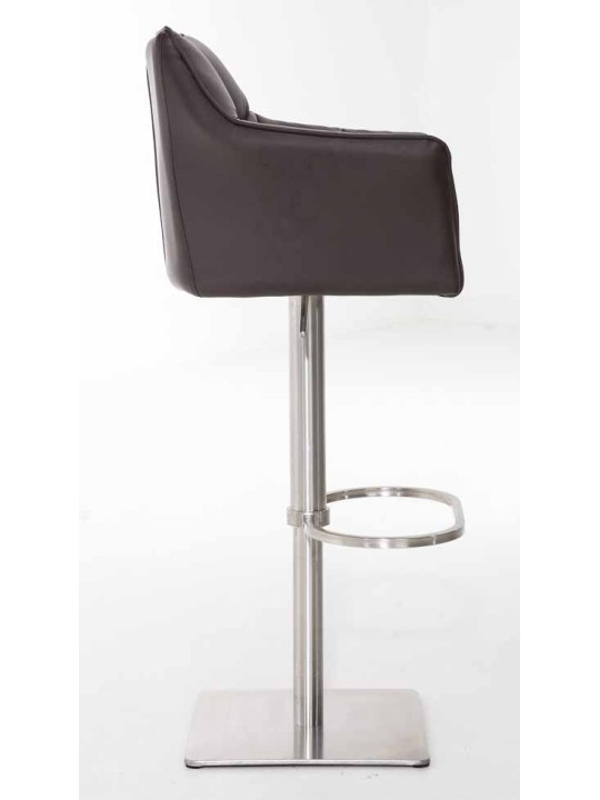 Lot de 2 tabourets de bar Damaso simili cuir acier inoxydable, brun Lot de 2 tabourets de bar Damaso simili cuir acier inoxydable, brun