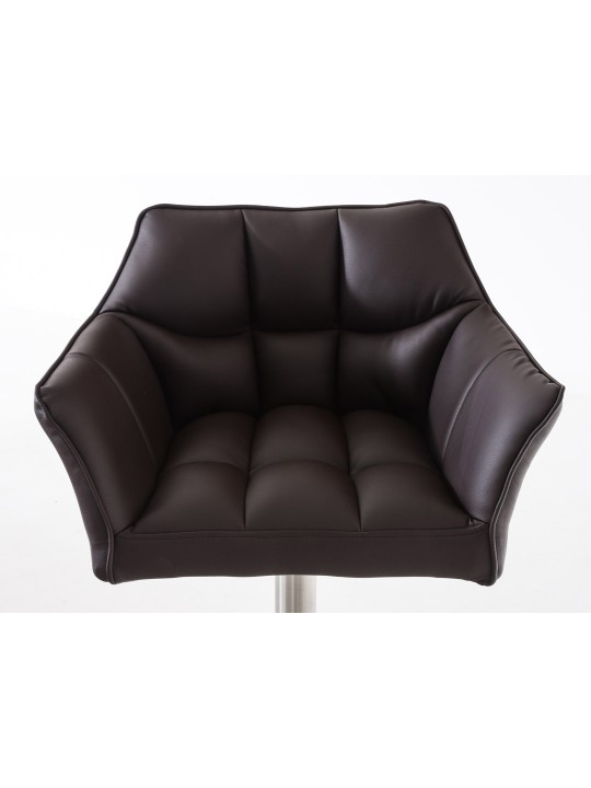 Lot de 2 tabourets de bar Damaso simili cuir acier inoxydable, brun Lot de 2 tabourets de bar Damaso simili cuir acier inoxydable, brun