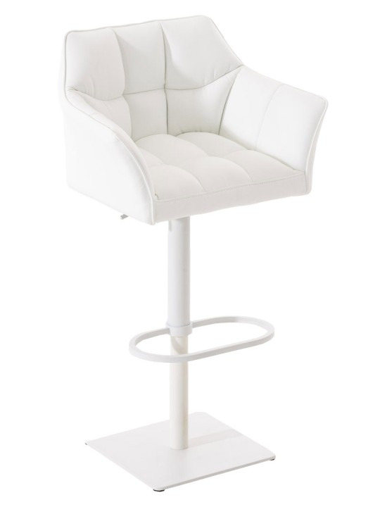 Lot de 2 tabourets de bar Damaso simili cuir, blanc Lot de 2 tabourets de bar Damaso simili cuir, blanc