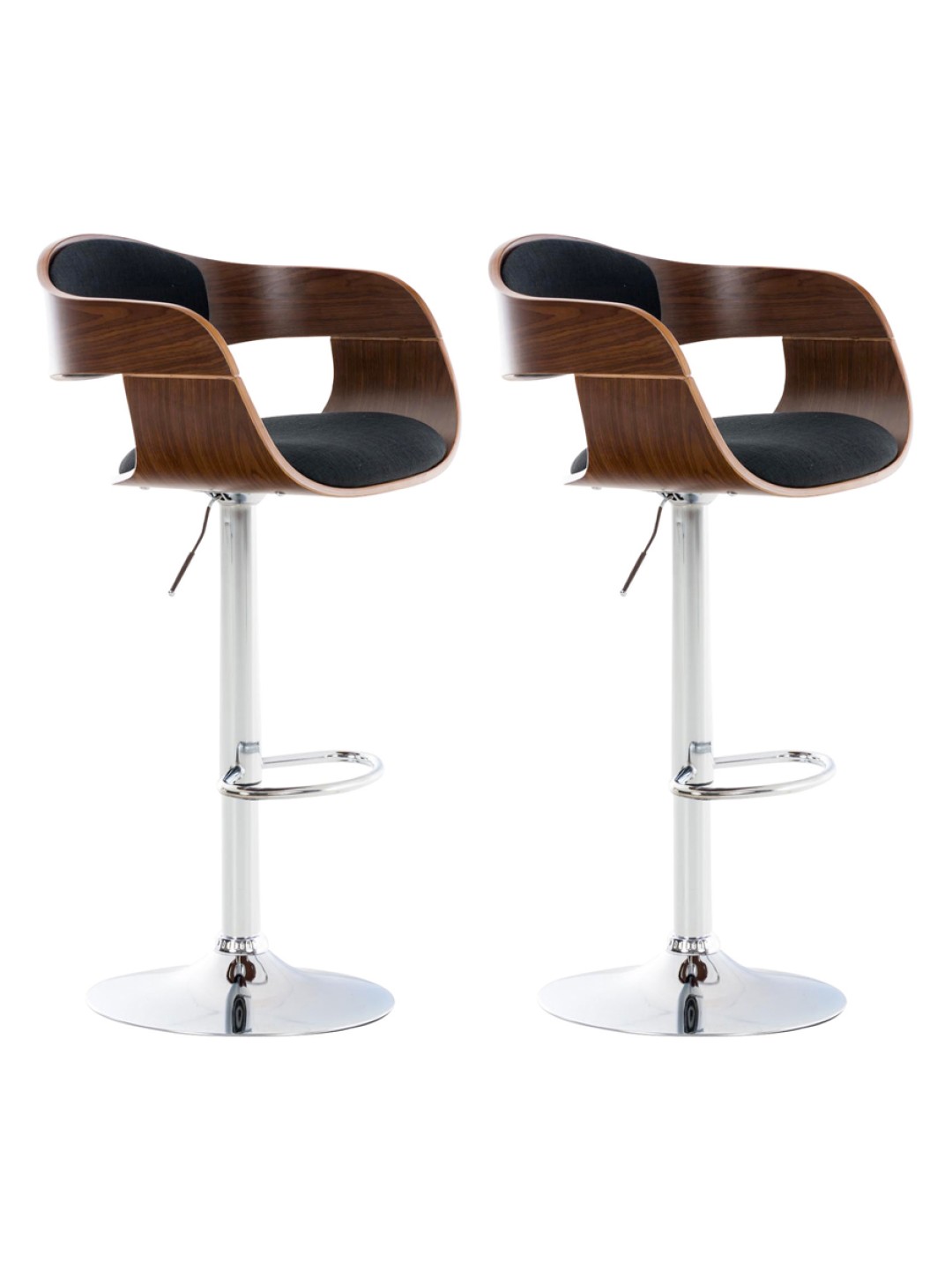Lot de 2 tabourets de bar Kingston C tissu, noyer/noir