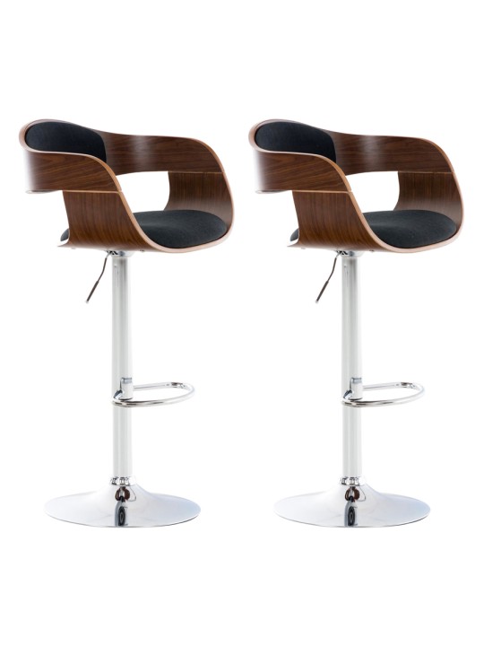 Lot de 2 tabourets de bar Kingston C tissu, noyer/noir