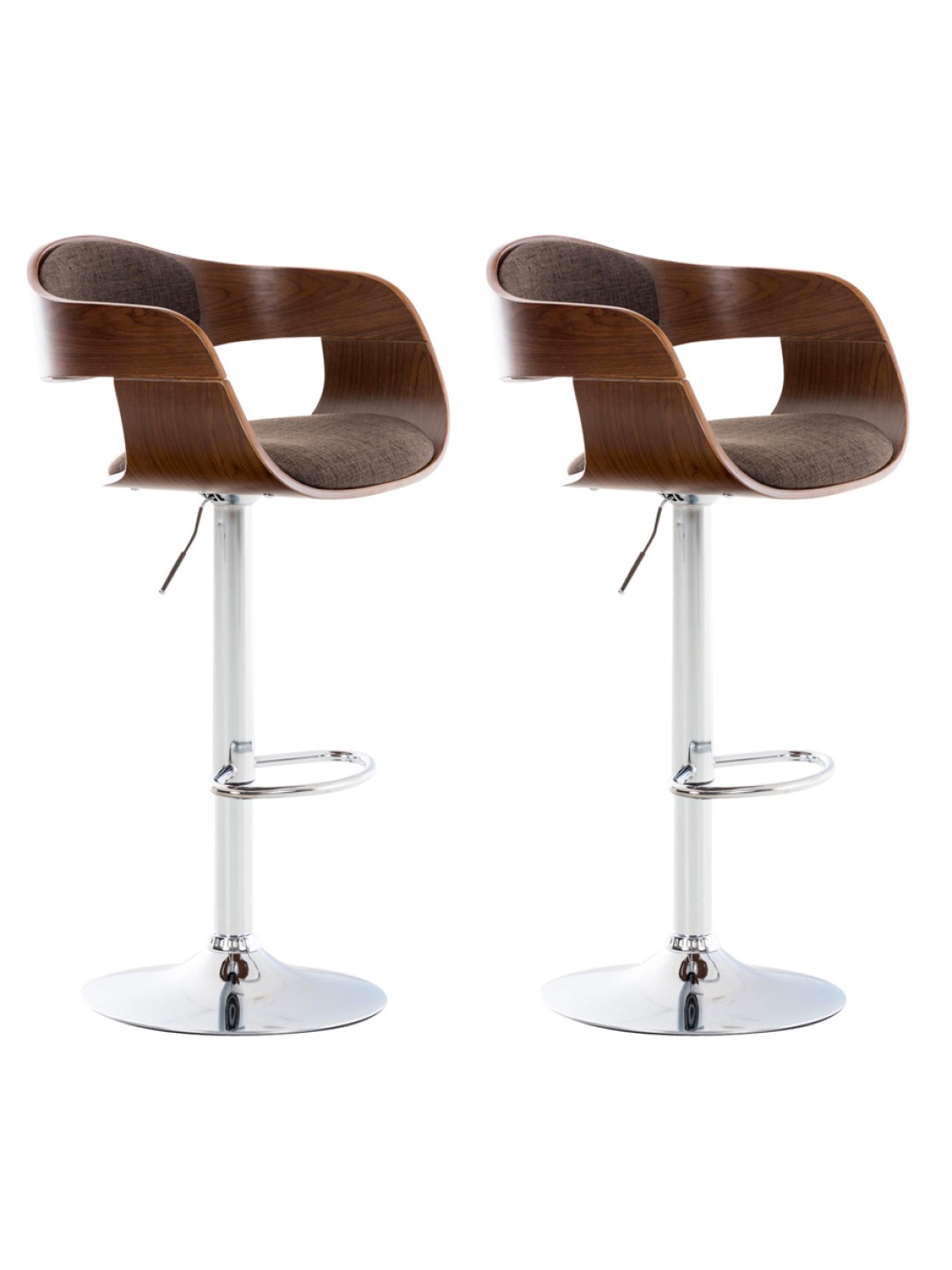 Lot de 2 tabourets de bar Kingston C tissu, noyer/brun