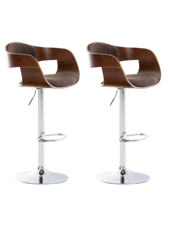 Lot de 2 tabourets de bar Kingston C tissu, noyer/brun
