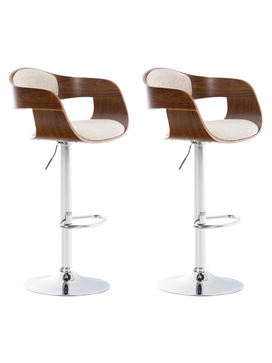 Lot de 2 tabourets de bar Kingston C tissu, noyer/crème