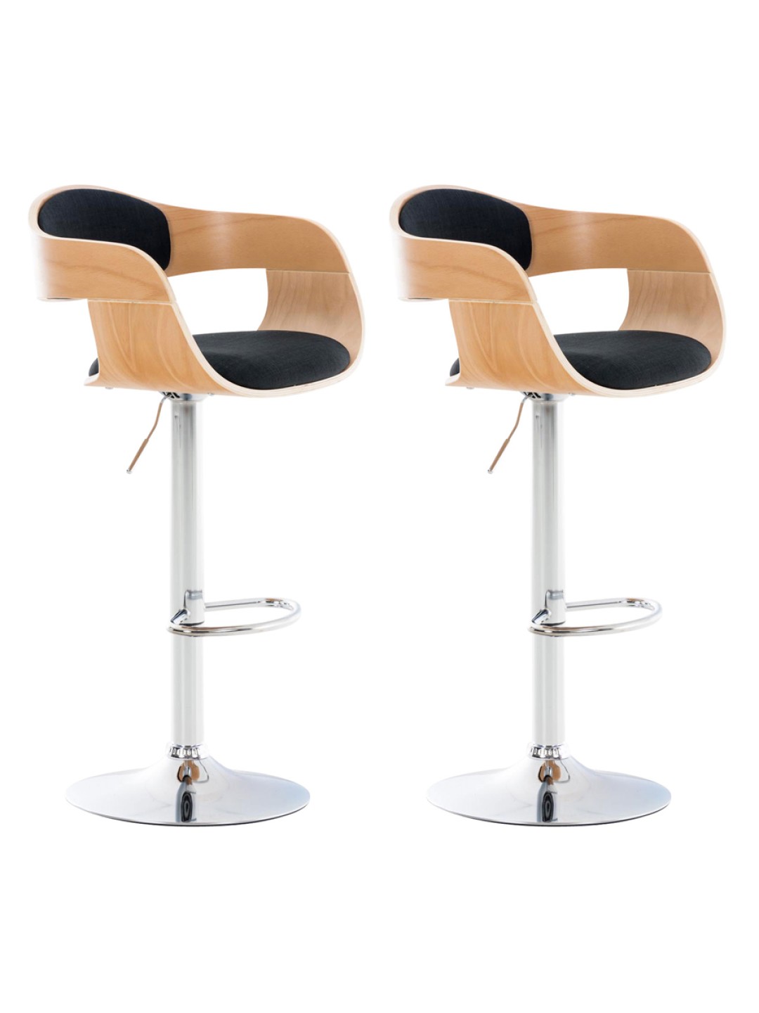 Lot de 2 tabourets de bar Kingston C tissu, naturel/noir