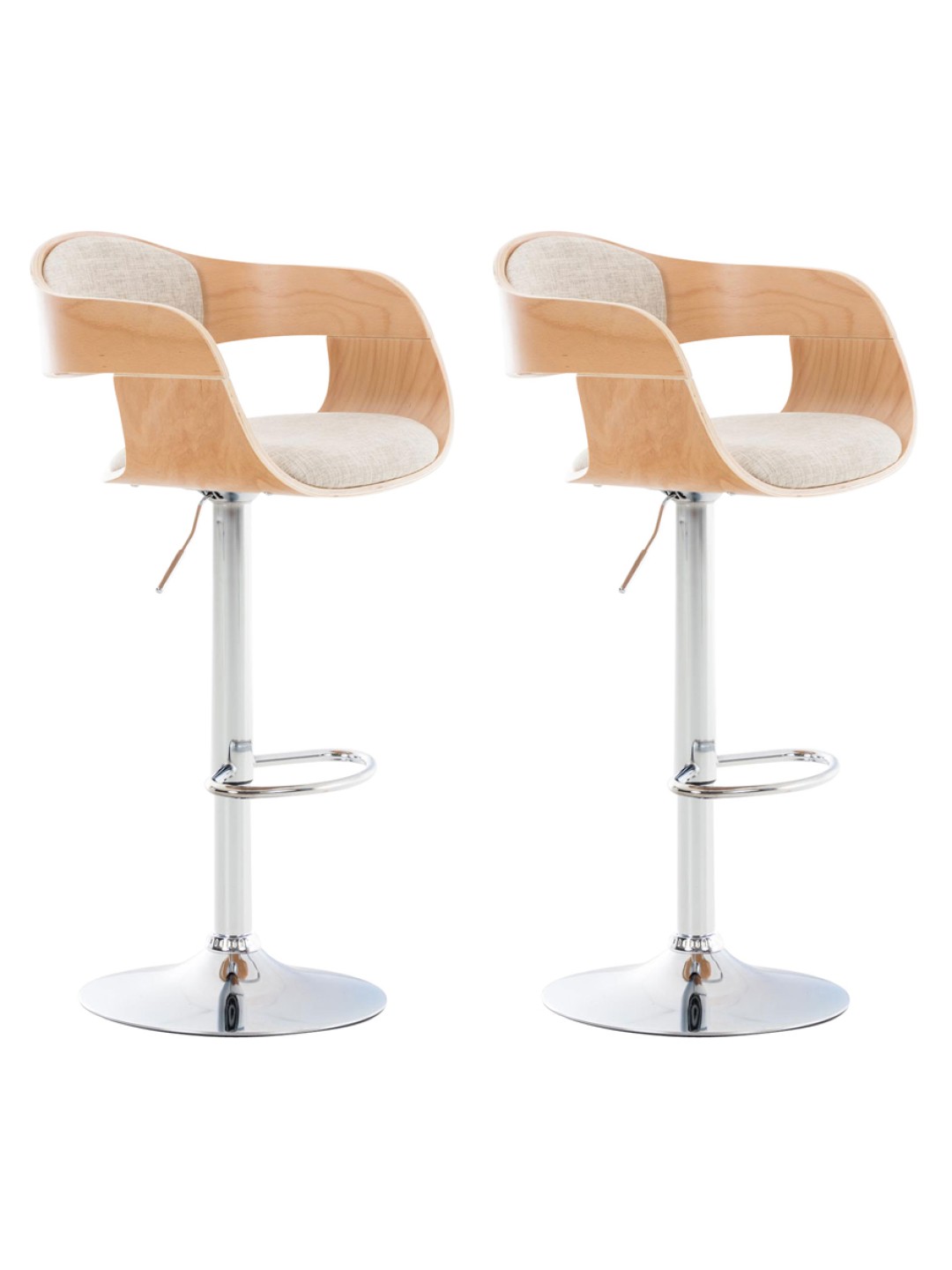 Lot de 2 tabourets de bar Kingston C tissu, naturel/crème