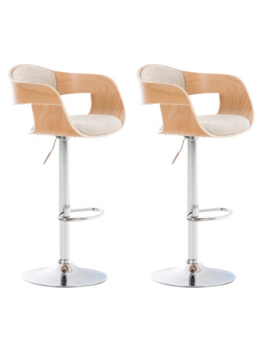 Lot de 2 tabourets de bar Kingston C tissu, naturel/crème