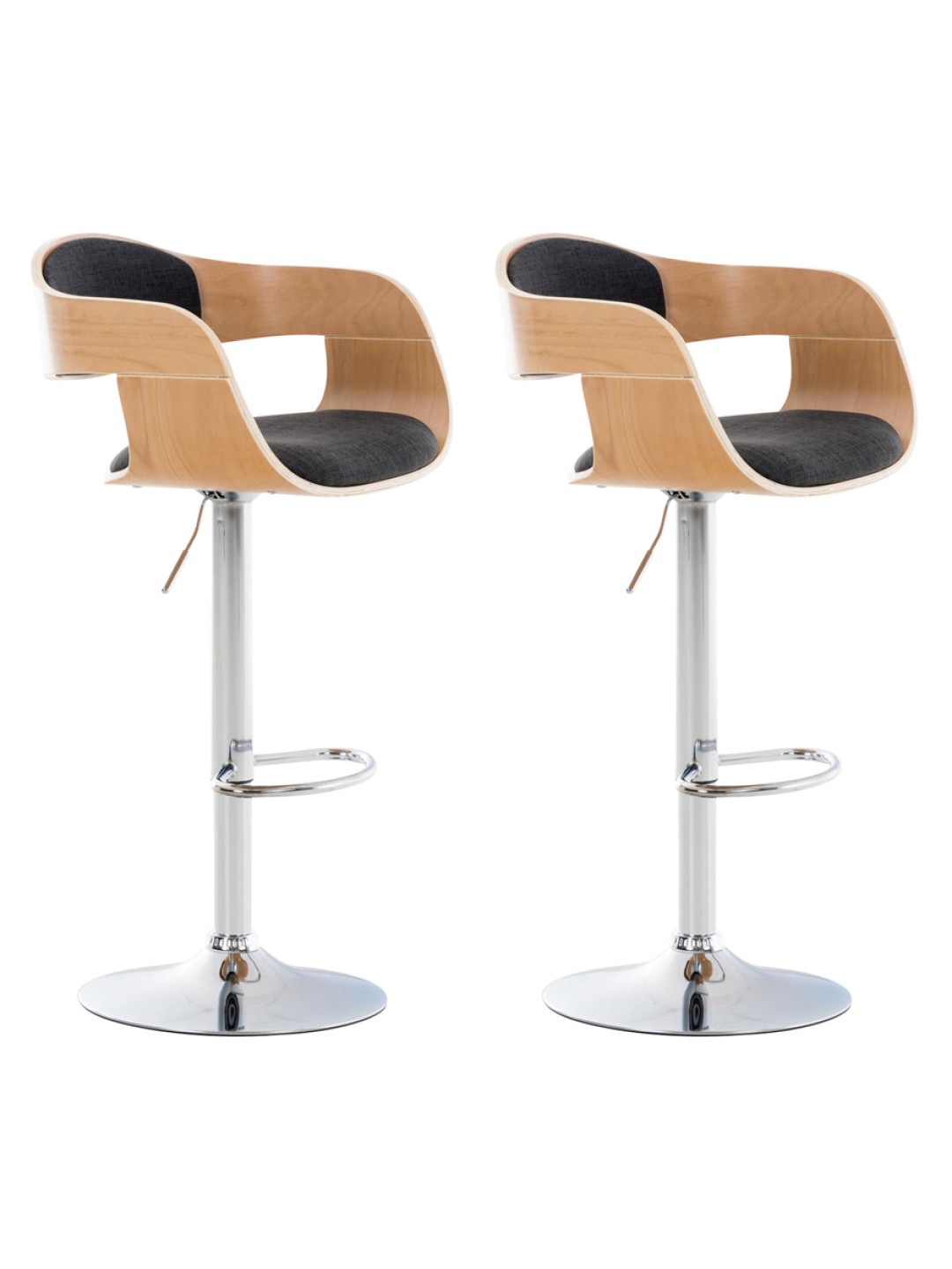 Lot de 2 tabourets de bar Kingston C tissu, naturel/gris foncé