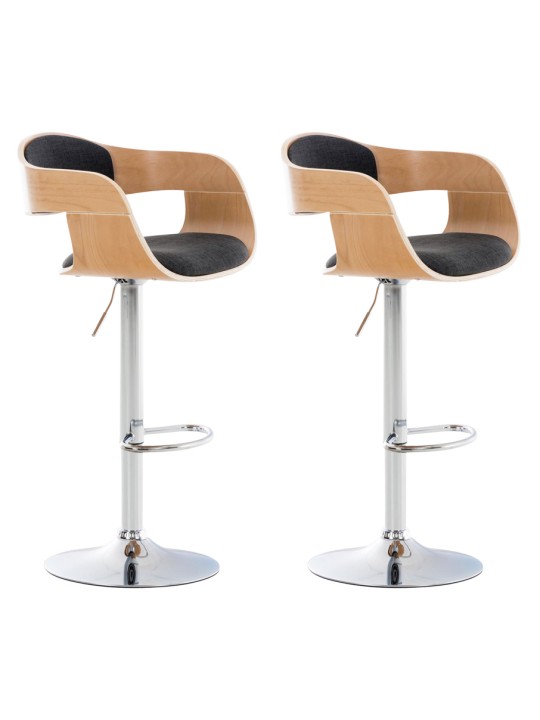 Lot de 2 tabourets de bar Kingston C tissu, naturel/gris foncé