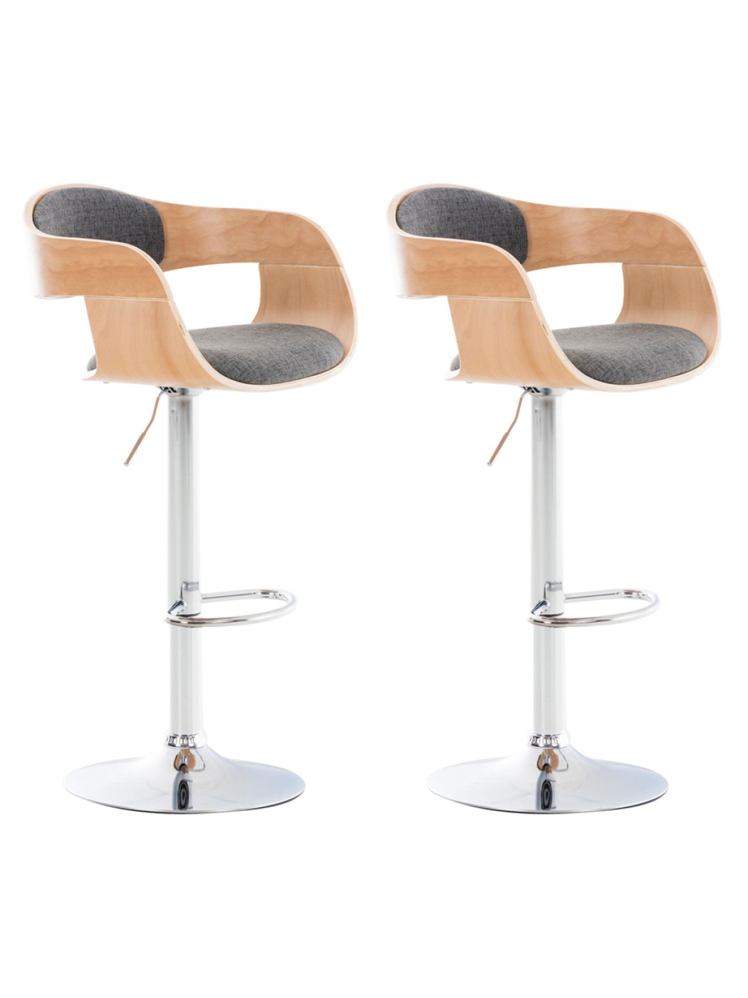 Lot de 2 tabourets de bar Kingston C tissu, naturel/gris clair