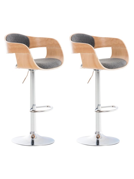 Lot de 2 tabourets de bar Kingston C tissu, naturel/gris clair