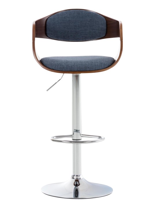 Lot de 2 tabourets de bar Kingston C tissu, noyer/bleu