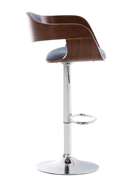 Lot de 2 tabourets de bar Kingston C tissu, noyer/bleu