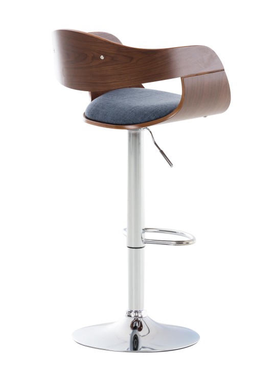 Lot de 2 tabourets de bar Kingston C tissu, noyer/bleu