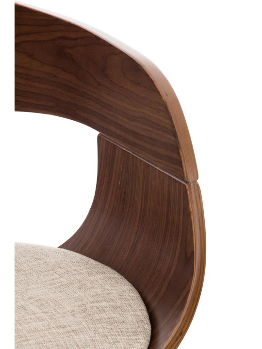 Lot de 2 tabourets de bar Kingston C tissu, noyer/crème