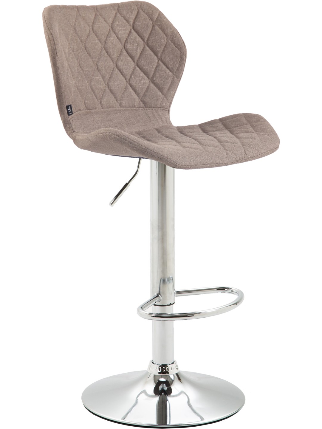 Tabouret de bar tissu liège chrome, taupe