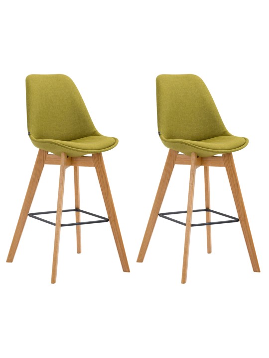 Lot de 2 tabourets de bar Metz tissu naturel, vert