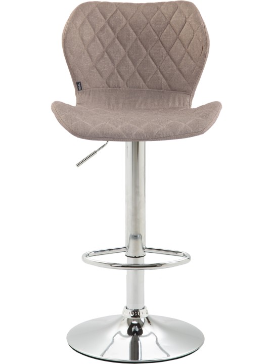 Lot de 2 Tabourets de Bar Liège Tissu Chrome, taupe Lot de 2 Tabourets de Bar Liège Tissu Chrome, taupe