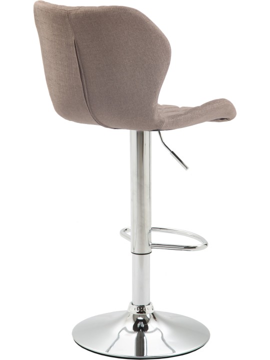 Lot de 2 Tabourets de Bar Liège Tissu Chrome, taupe Lot de 2 Tabourets de Bar Liège Tissu Chrome, taupe