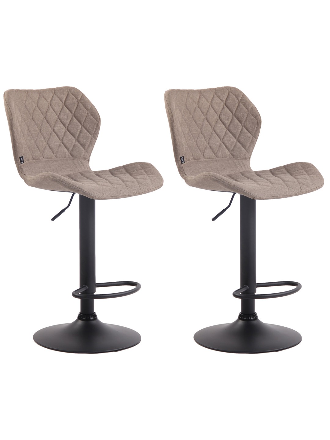 Lot de 2 tabourets de bar tissu liège, taupe
