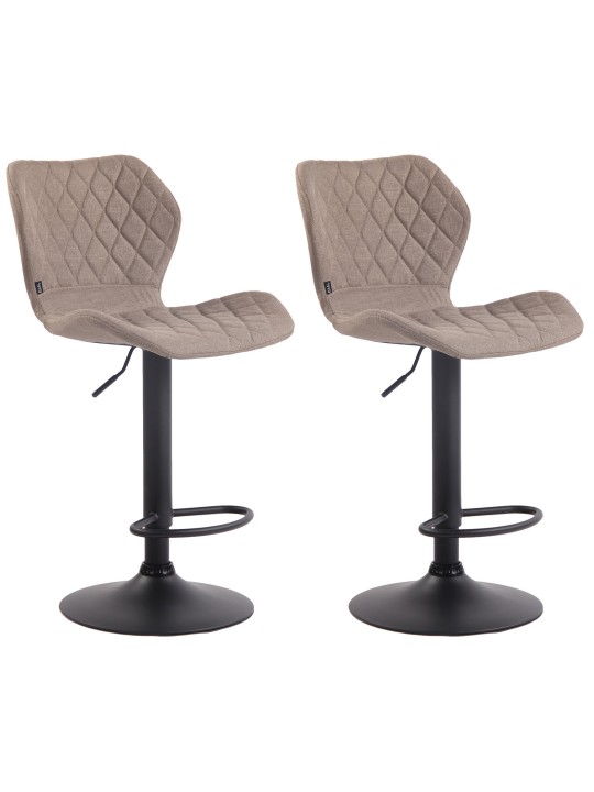 Lot de 2 tabourets de bar tissu liège, taupe