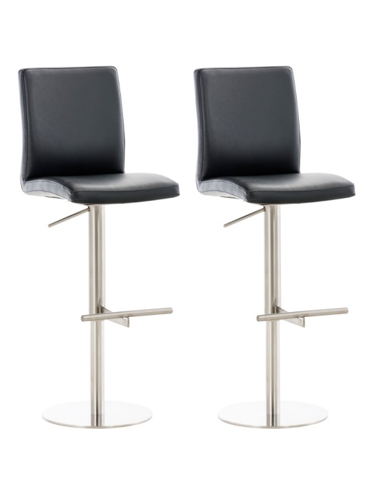 Lot de 2 tabourets de bar Cadiz simili cuir acier inoxydable, noir Lot de 2 tabourets de bar Cadiz simili cuir acier inoxydable, noir