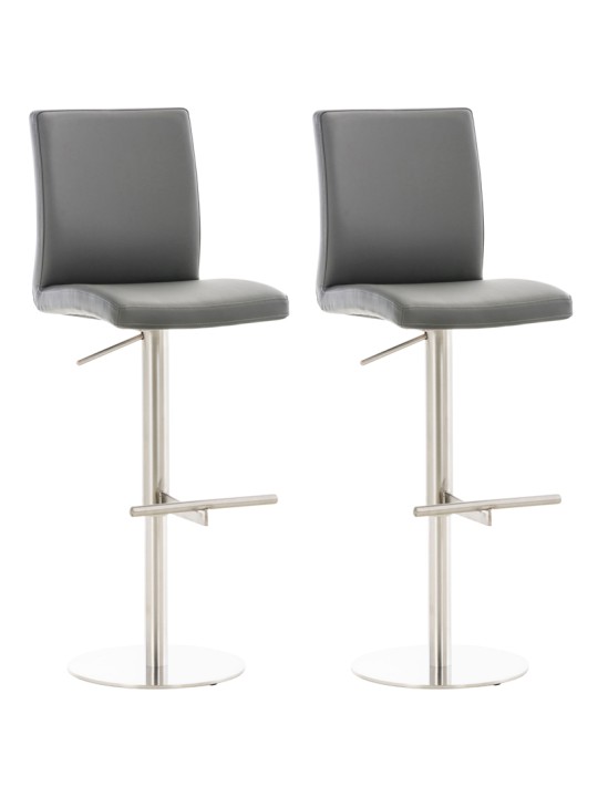 Lot de 2 tabourets de bar Cadiz simili cuir acier inoxydable, gris Lot de 2 tabourets de bar Cadiz simili cuir acier inoxydable, gris