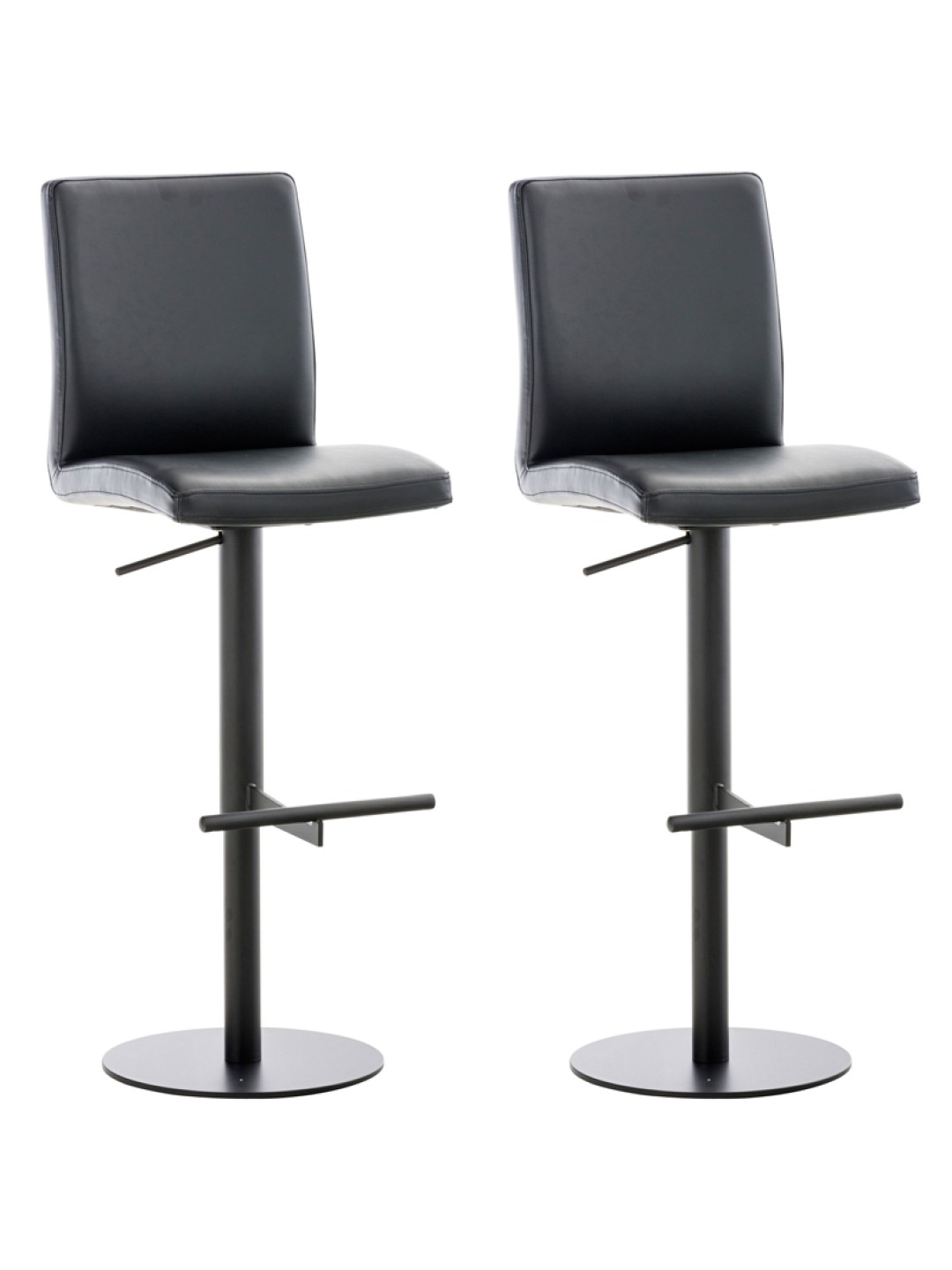 Lot de 2 tabourets de bar Cadiz simili cuir, noir