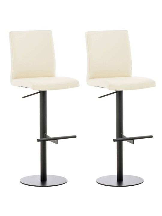 Lot de 2 tabourets de bar Cadiz simili cuir, crème Lot de 2 tabourets de bar Cadiz simili cuir, crème