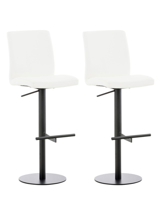 Lot de 2 tabourets de bar Cadiz simili cuir, blanc Lot de 2 tabourets de bar Cadiz simili cuir, blanc
