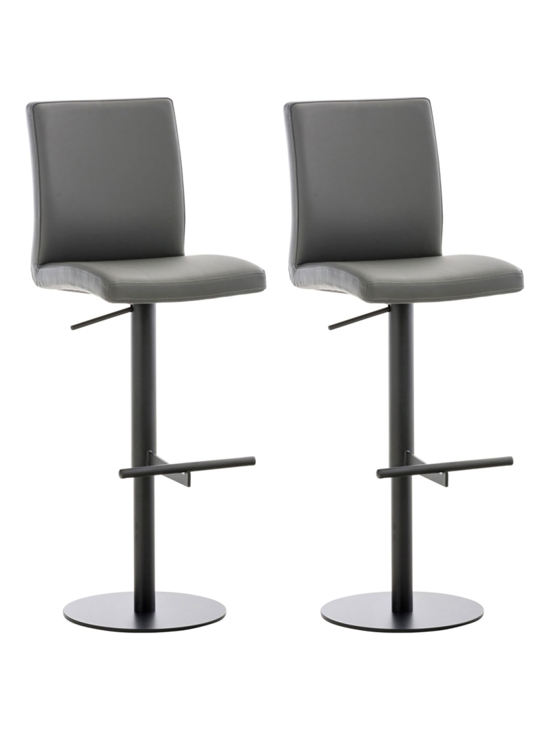 Lot de 2 tabourets de bar Cadiz simili cuir, gris