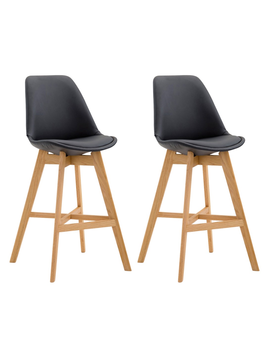 Lot de 2 tabourets de bar Cannes simili cuir Natura, noir