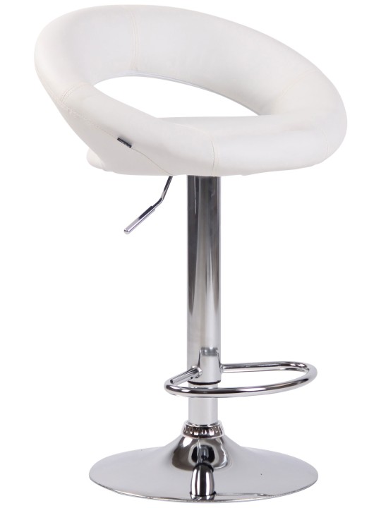 Tabouret de bar Olinda simili cuir chromé, blanc
