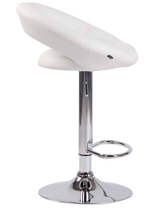 Tabouret de bar Olinda simili cuir chromé, blanc