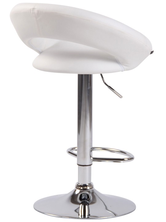 Tabouret de bar Olinda simili cuir chromé, blanc