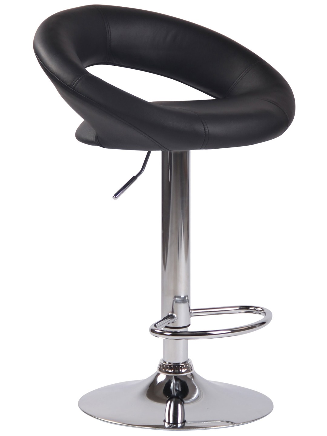 Tabouret de bar Olinda simili cuir chromé, noir