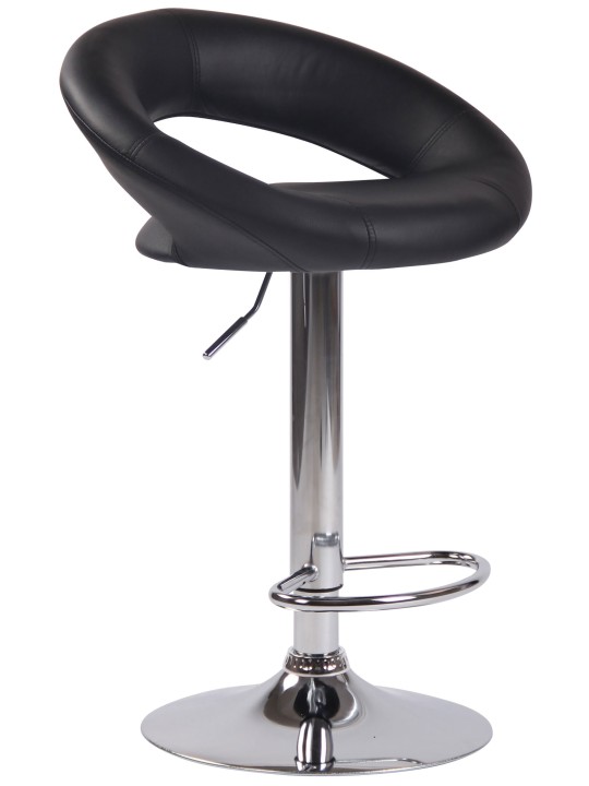 Tabouret de bar Olinda simili cuir chromé, noir