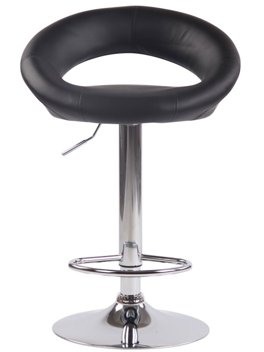 Tabouret de bar Olinda simili cuir chromé, noir