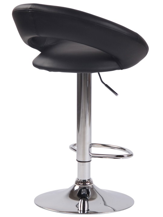 Tabouret de bar Olinda simili cuir chromé, noir