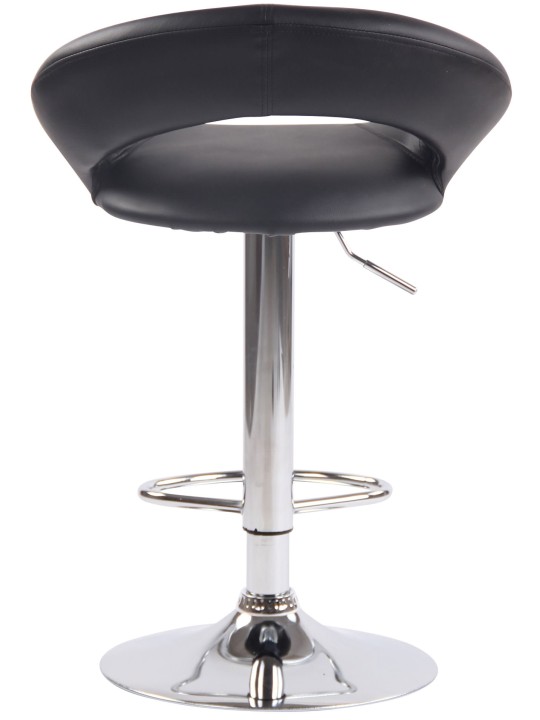 Tabouret de bar Olinda simili cuir chromé, noir