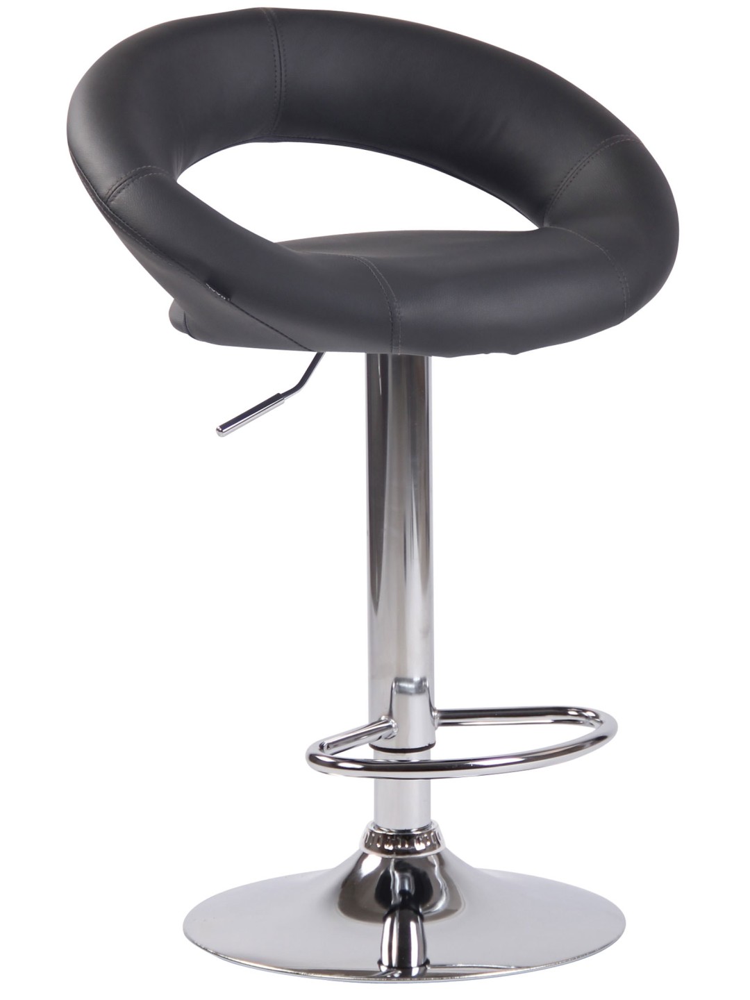 Tabouret de bar Olinda simili cuir chromé, gris