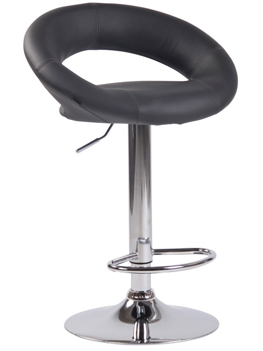 Tabouret de bar Olinda simili cuir chromé, gris