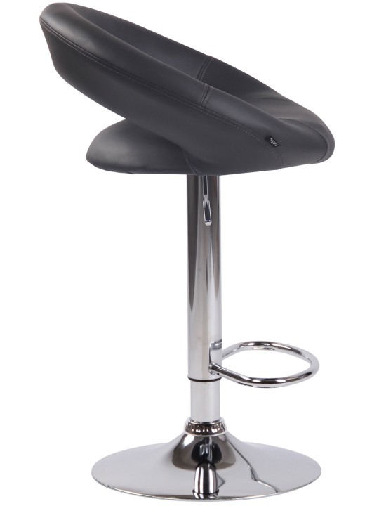 Tabouret de bar Olinda simili cuir chromé, gris
